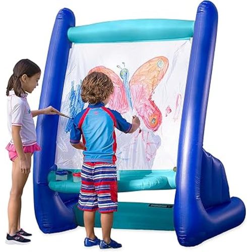 Hearthsong Double-Sided Inflatable Kids Art Easel, Outdoor & Indoor Paint Station, Creative Coloring, Drawing and Painting Art Easel for Kids and Toddlers, Ideal for Arts & Crafts Fun