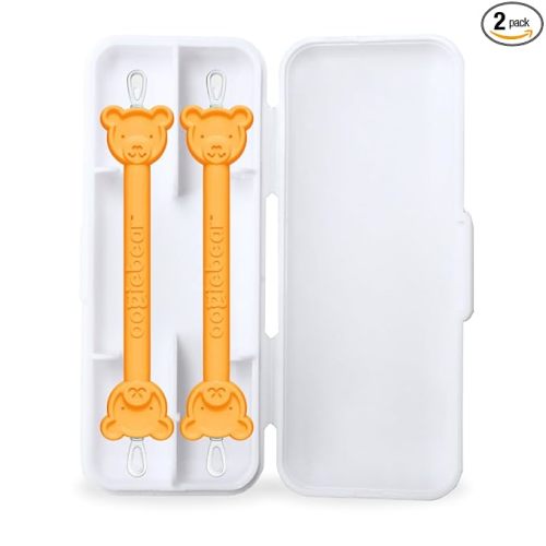 2 Pack Oogiebear Baby Nose Cleaner & Ear Wax Removal Tool - Orange with Case