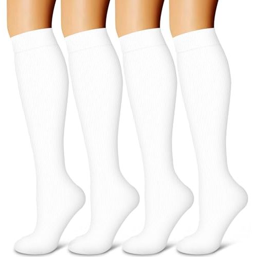 4 Pairs-Compression Socks for Women&Men Circulation-Best Support for Nurses,Running,Athletic