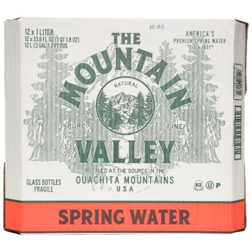 The Mountain Valley Spring Water, 12 Pack Case, 1L glass bottles