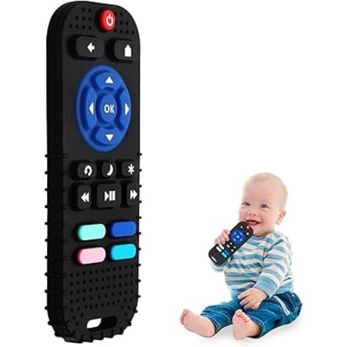 1 Pack Silicone Teethers for 6-12 Months, Teething Toys for 0-6 Months, Remote Teether for Baby, Sensory Toys for Babies, Toddler Infant Gifts