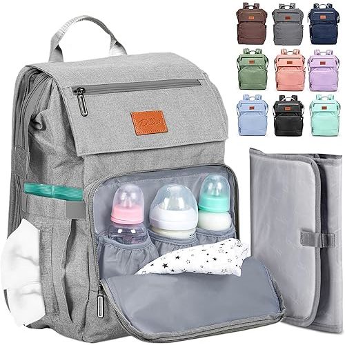 Baby Diaper Bag Backpack - Baby Bags for Boys & Girls, Large Waterproof Diaper Backpack - Baby Shower Gifts & Registry Must Haves - Travel Diaper Bags with Changing Pad & Back Zipper - Baby Boy Stuff