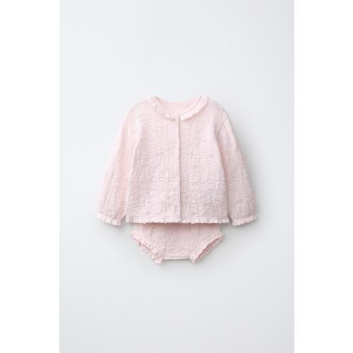 COTTON-SILK KNIT JACKET AND BLOOMERS SET - Pastel pink | ZARA United States