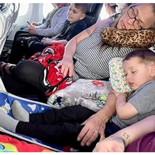 Toddler Travel Airplane Bed - Airplane Seat Extender for Kids with Side Pockets, Kids Airplane Travel Essentials, Airplane Must Have for Toddlers, Baby Portable Plane Bed Foot Rest for Flight - Navy blue
