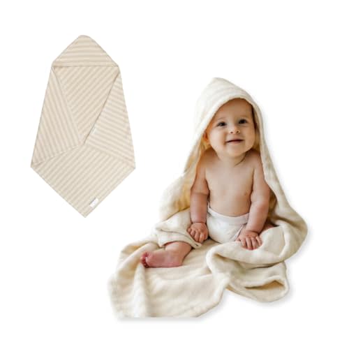 snuggle me Hooded Towel, Organic Towel Cotton, Machine Washable - Natural | 80cm x 80cm Newborn Bath Essential, Extra Absorbant For Baby Boys & Girls, Must Have Essentials