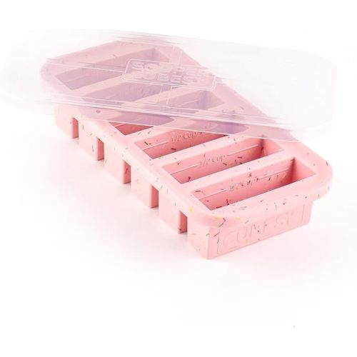 Souper Cubes 1/2 Cup Silicone Freezer Mold with Lid, Charcoal, 1-Pack | 100% Platinum-Cured Silicone Freezer Cube, Oven & Microwave Safe, Perfect for Freezing Broth, Sauces, Sides and More