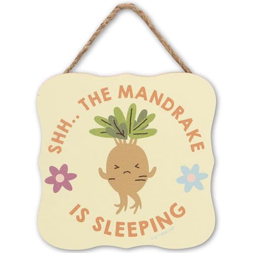 Harry Potter Shh The Mandrake Is Sleeping Hanging Wood Wall Decor - Adorable Mandrake Sign for Nursery or Bedroom