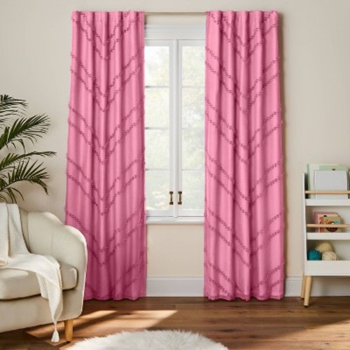 42"W x 84"L Chevron Clip Dotted Sheer Overlay Kids' Blackout Window Curtain Panel Purple - Pillowfort™