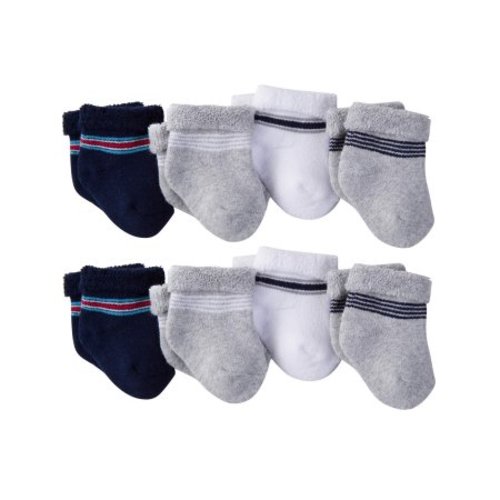 Newborn Baby Boy Terry Bootie Sock, 8-Pack - Navy