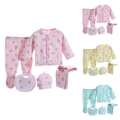 Ketyyh-chn99 Newborn Girl Outfits 5PCS Newborn Baby Layette Set Tops+Hat+Bib+2 Pants Size for 0-3 Months,Pink