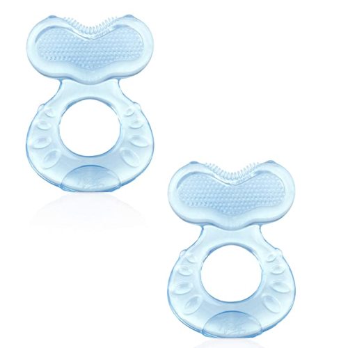 Nuby Silicone Teethe-EEZ Teether with Bristles (Blue-2 Count)