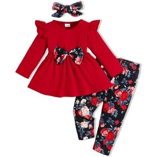 Baby Girl Clothes Toddler Girl Outfits Infant Girl Summer Clothes for Girl Ruffle Shirt Pants+Cute Headband 3PCS
