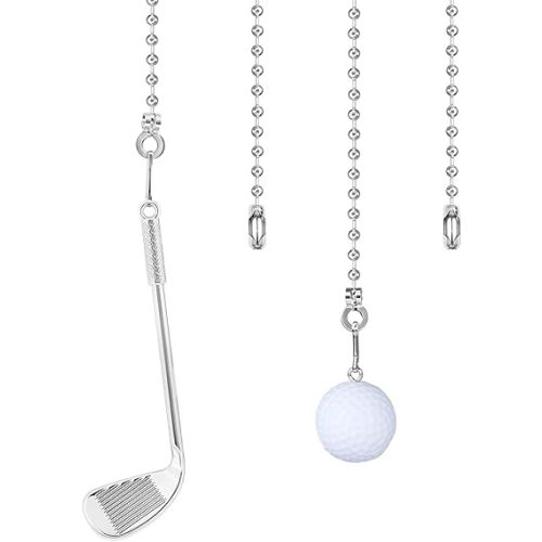 2Pcs Golf Ceiling Fan Pull Chain, Sport Theme String Charm Decorative Extension 14", Fun Light Chains Extender with Connector Accessories for Home Décor