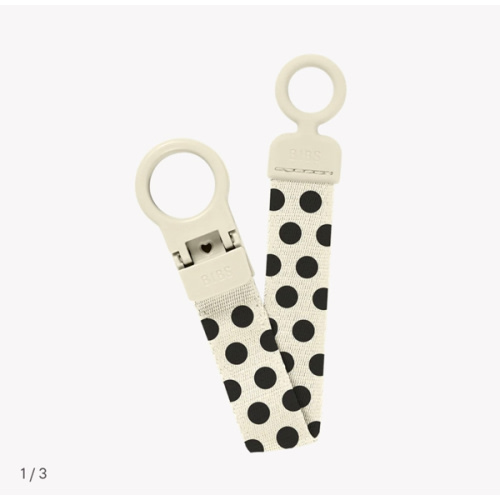BIBS Pacifier Clip Loop Polka | Ivory/Black | Secure Fit – Bibsworld store US