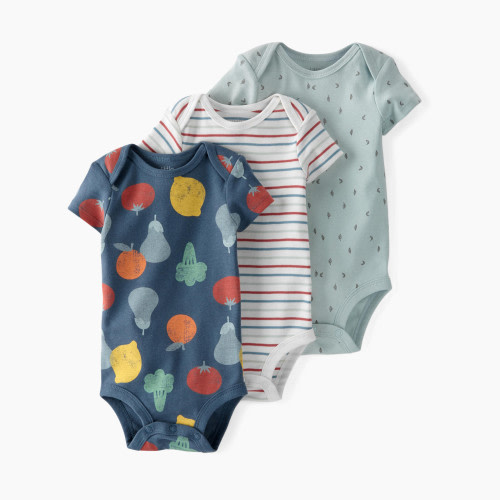 Carter's Little Planet Cotton Rib Bodysuits (3 Pack) - Veggies/Stripes, 3 M