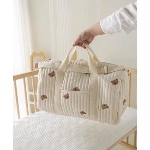 Quilted Bear Diaper Bag, Large Capacity Baby Tote