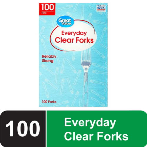 Great Value Plastic Everyday Clear Forks, 100 Count