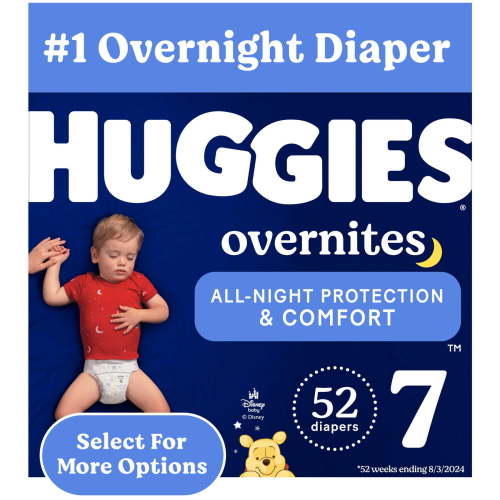 Huggies Overnites Nighttime Diapers, Size 7 (41+ lbs), 52 Count (Select for More)