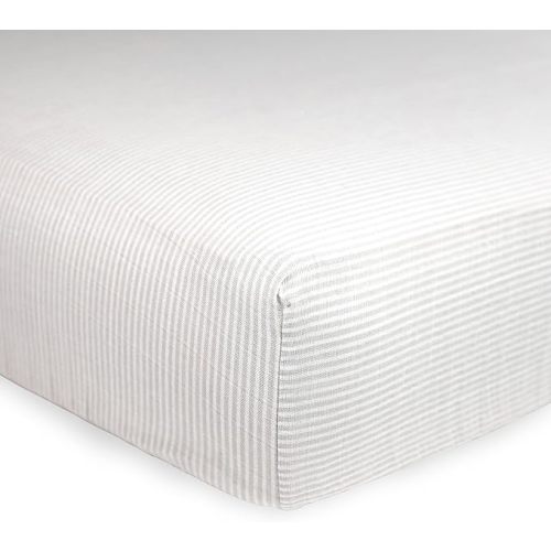 Little Unicorn Muslin Crib Sheet (Sand Stripe)