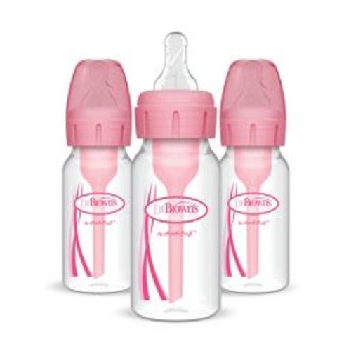 Dr. Brown's 4oz Anti-Colic Options+ Narrow Baby Bottle with Level 1 Slow Flow Nipple - 3pk - Pink - 0m+