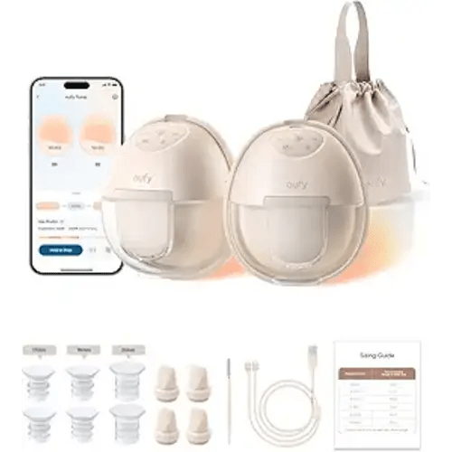eufy Security Heated Breast Pump S1, Hands-Free Breast Pump with Industry-Leading HeatFlow Tech, App-Controlled OptiRhythm, Hospital-Grade Suction, Leakproof, Slim and Ultra-Quiet for in-Bra Use