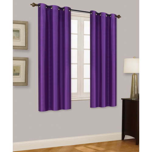 Elio Purple 1-Piece Solid 100% Blackout Grommet Window Curtain With Lined Backing, Room Darkening Panel 35" X 63"
