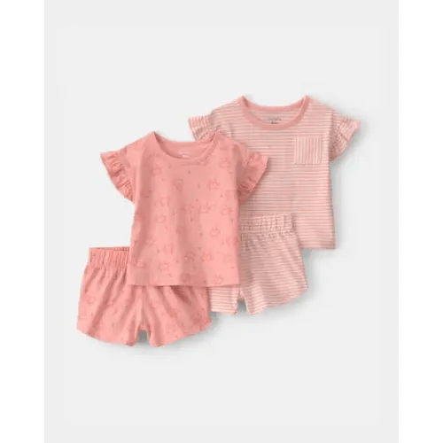 Baby Girl 4-Piece Crab Top & Short Set - Pink | Carter's