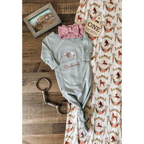 Cowhand Infant Kimono Gown - Mist