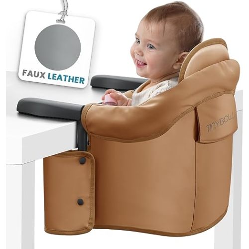 Elegant Faux Leather Hook On High Chair for Table - Clip On High Chair to Table, Portable High Chair for Travel, High Chairs for Babies - Table High Chair, Clip On High Chair That Attaches to Table