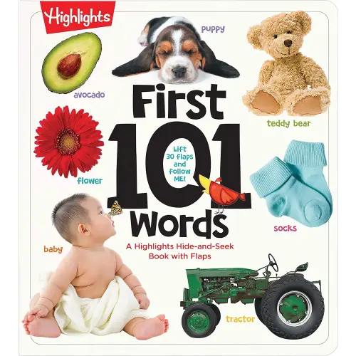 First 101 Words: A Hidden Pictures Lift-the-Flap Board Book, Learn Animals, Food, Shapes, Colors and Numbers, Interactive First Words Book for Babies and Toddlers