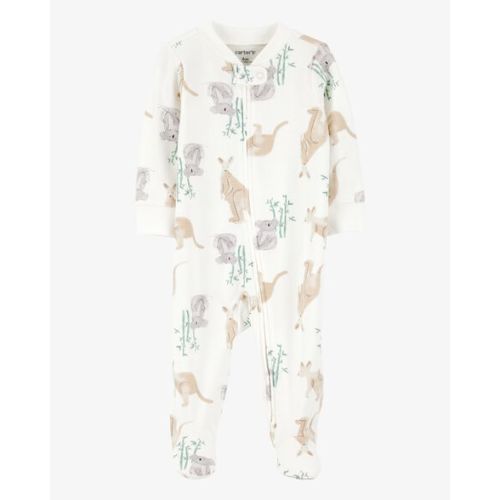 Baby Girl Kangaroo 2-Way Zip Cotton Sleep & Play Pajamas - Ivory - Carter's | Carter's