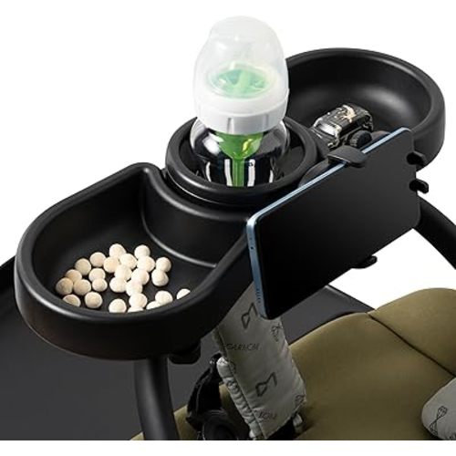 Universal Stroller Snack Tray - 4-in-1 Clip on Strollers Cup and Phone Holder Attachment Accessories, Double Bottle Drink Cupholder Tray for Bike Walker Wheelchair