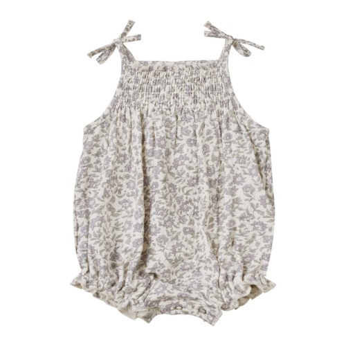 Betty French Garden Print Organic Cotton Bubble Romper, 3-6M