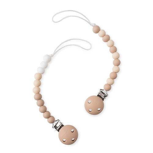 Comfy Cubs Pacifier Clips 2 Pack - 100% Food Grade Silicone Baby Pacifier Clips, BPA & PVC Free - CPSIA Certified, Lightweight and Flexible Baby Gifts - Beige & Light Beige