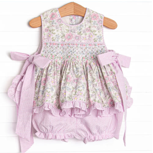 Proper Petals Smocked Bloomer Set, Pink – Stitchy Fish