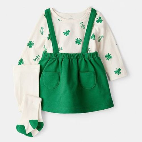 Baby Girls Carter's 3-Piece Shamrock Long-Sleeve Top & Skirt Dress Set