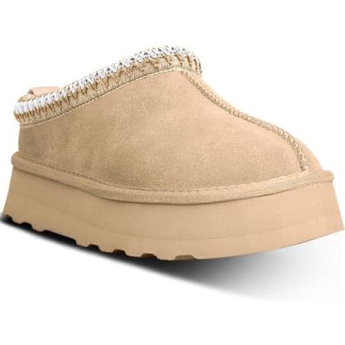 Women's Platform Mini Boots Slippers for Women Indoor Slippers Slip on Fur Fleece Lined Suede Short Ankle Boots