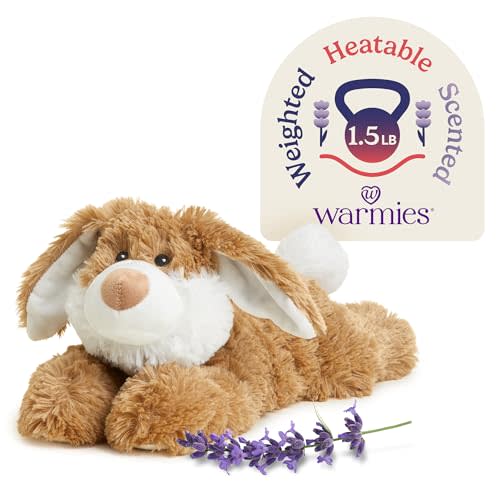 warmies Microwavable & Weighted Stuffed Animals, Brown Bunny - Heated Stuffed Animal Plushie for Warmth & Comfort - Cute Soft Plush Toys for Adults & Children (Boys, Girls, Babies & Toddlers)