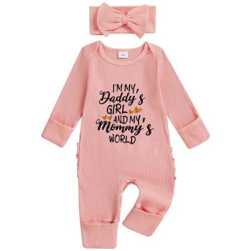 Karoyedx Newborn Clothes Mothers Day Outfit Baby Girl Romper Jumpsuit Newborn Preemie Hospital Coming Home Clothes Pink Size,0-3 Months