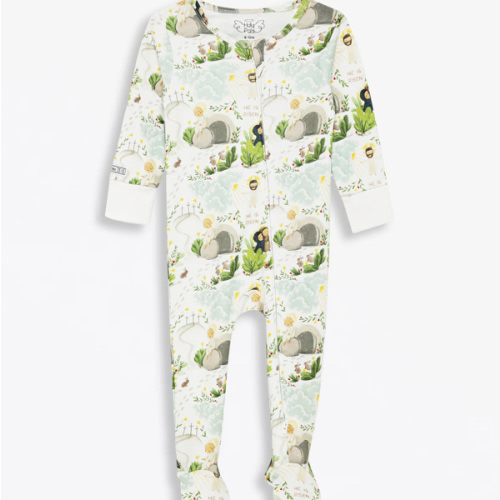 He Is Risen PJ Footed Onesie Cotton – Holy Pals