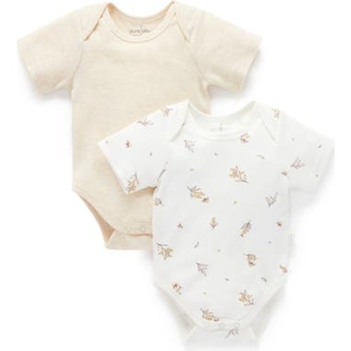 2 Pack Short Sleeve Bodysuit, Newborn