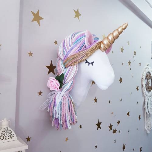 Unicorn Wall Mounted Girl's Room Decor, Wall Hanging Nursery Decor Kids Room, Mounted Head Baby Shower Gift For Girl, Unicorn Wall Head