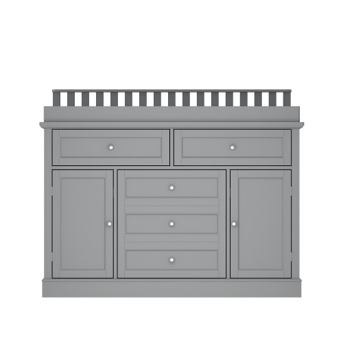 FUFU&GAGA 46.3-in W Black Freestanding Changing Table with Storage, 3 Drawers & Cabinets for Nursery Organization,(46.3"W × 18.4"D × 38.2"H),Black