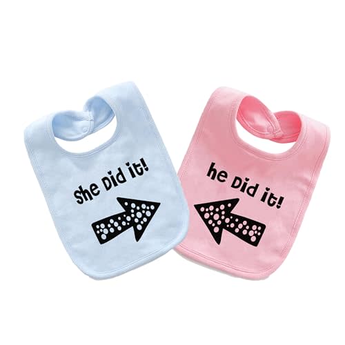 YSCULBUTOL Baby Twins Bibs He/She Did It Newborn Baby Cute Unisex Bibs Infant Twin Outfits