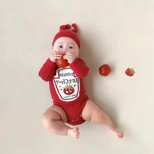 Baby Ketchup & Mustard Costume Onesie Set with Hat – Halloween 0-2Y – Baby Sleep Better