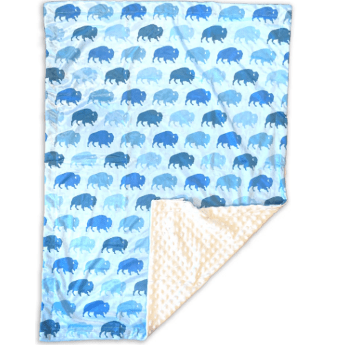 Buffalo Blue - 30" x 40"  Minky Fleece Baby Blanket