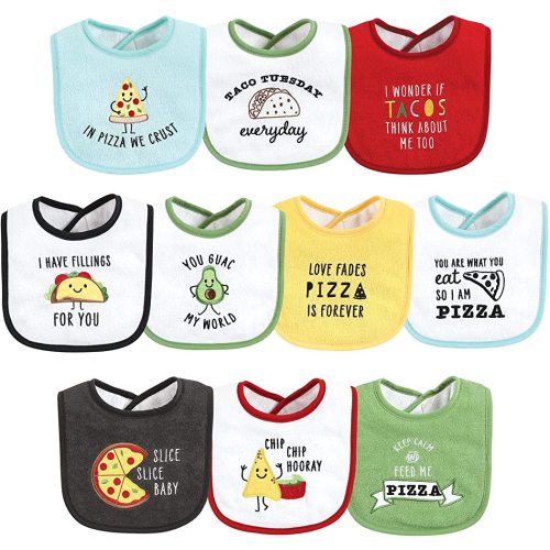 Hudson Baby Unisex Baby Cotton Terry Drooler Bibs With Fiber Filling