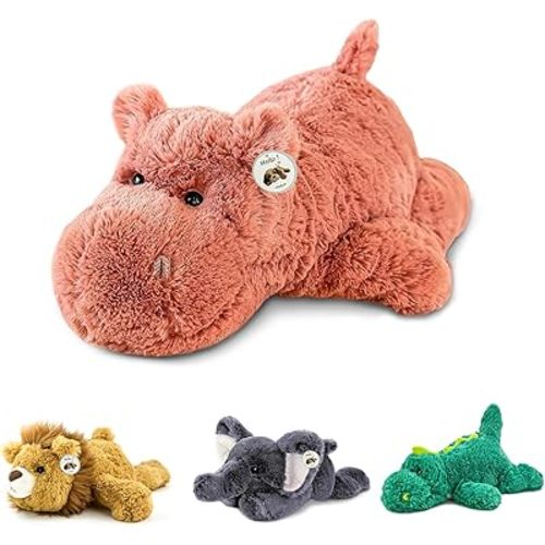 YOUBLEK 16" 2 Lbs Pink Hippo Weighted Stuffed Animals, Plush Pillow Toy