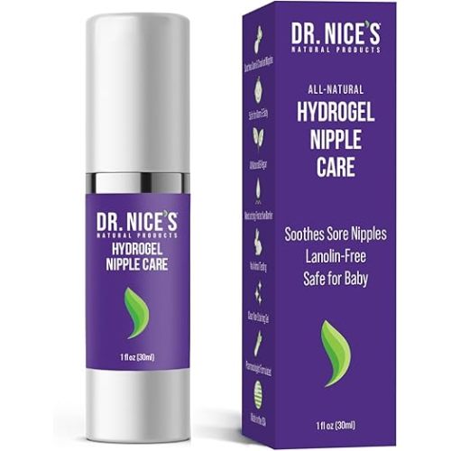Dr. Nice's Moisturizing Gel - Lanolin-Free Nipple Cream for Breastfeeding - Nursing Essentials With Instant Cooling Relief for Sore Nipples - Water-Based Moisturizer Safe for Mom & Baby - (1 Fl. Oz)