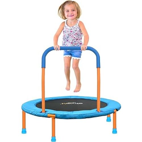 Ativafit 36inch Mini Toddler Trampoline for Kids Ages 1-6 Indoor Outdoor Folding Small Rebounder Trampoline with Foam Handle Safety Padded Cover Fun for Kids